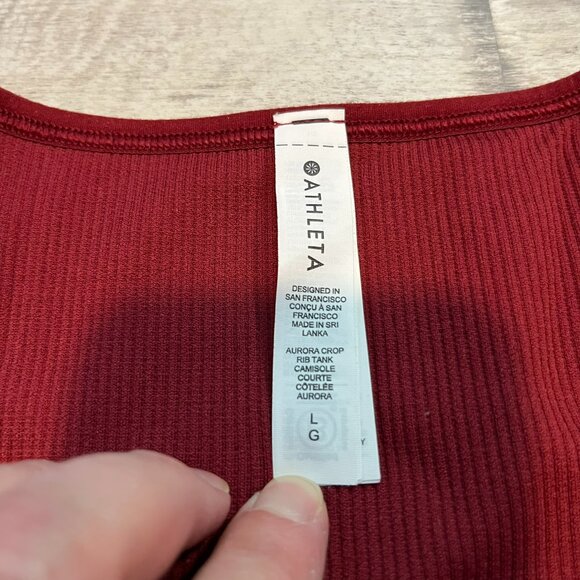 Set of 3! Athleta Aurora Seamless Crop Rib Tanks - Red, Wine, Lavender - Large - Picture 6 of 13